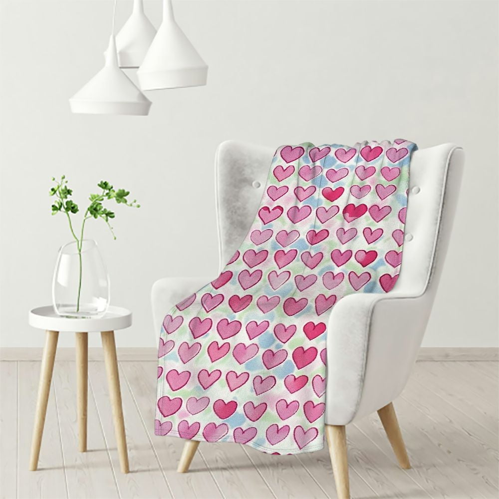 Ullo0ord Valentine's Day Throw Blanket, Repetitive Pattern Colorful