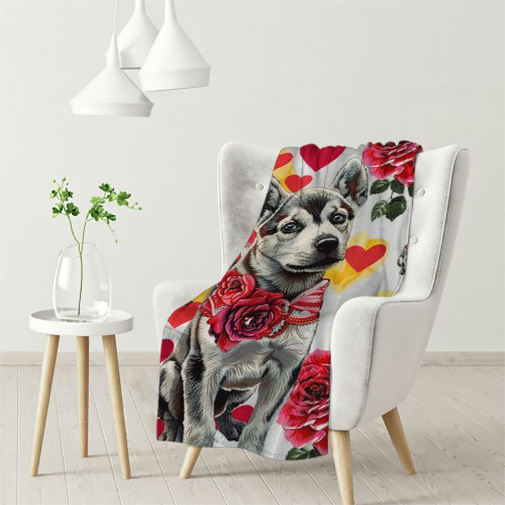Ullo0ord Valentines Throw Blanket Dog With Valentine's Day Blanket