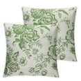 thumbnail image 1 of Ullo0ord Vintage Floral Pillow Covers Set of 2 Forest Green and Cream Floral Throw Pillow Covers Chinoiserie Flower Pillowcases Rustic Farmhouse Cushion Covers for Couch Home Decor 18x18in, 1 of 7