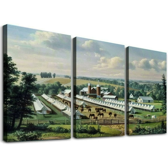 Ullo0ord Vintage Poster 1862 Camp Millington Maryland Baltimore Art Wall Decor Canvas Canvas Painting Wall Art Poster for Bedroom Living Room Decor