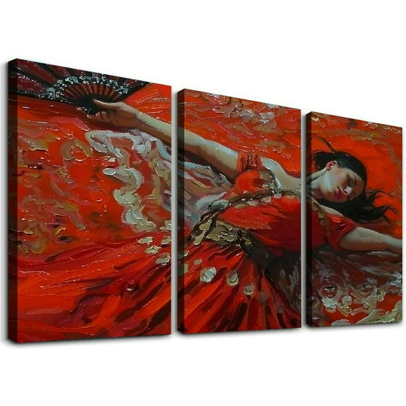 Ullo0ord Wall Art, Women's Creative Painting Poster, Abstract Art, Dancing Oil Painting. Canvas Painting Wall Art Poster for Bedroom Living Room Decor