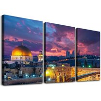 Ullo0ord Wall Paintings Israel City Skyline Pictures for Bedroom Dome of the Rock and Western Wall Decor Panel Prints on Home Decor