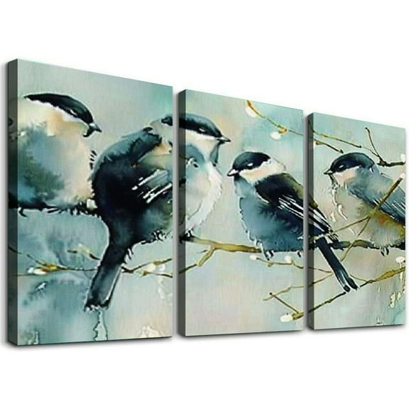 Ullo0ord Watercolor Bird And Branch Poster Three Wall Decoration Poster of Spring Square Canvas Painting Posters And Prints Wall Art Pictures for Living Room Bedroom Decor 12x16x3pcs