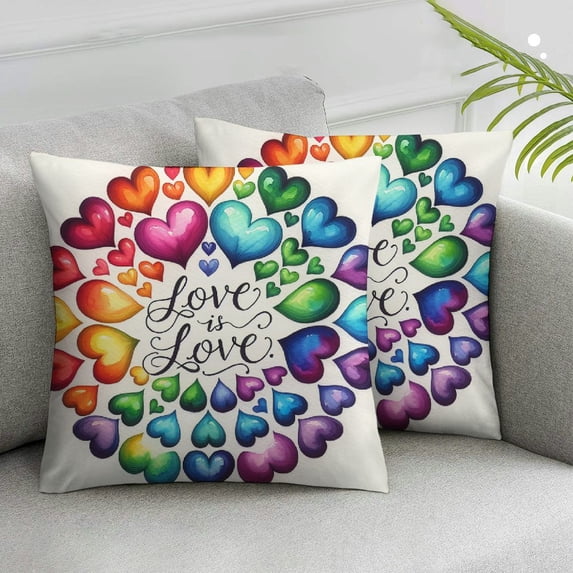 Ullo0ord Watercolor LGBTQ Throw Pillow Cover, Love Heart Holiday Party Cushion Case for Sofa Couch