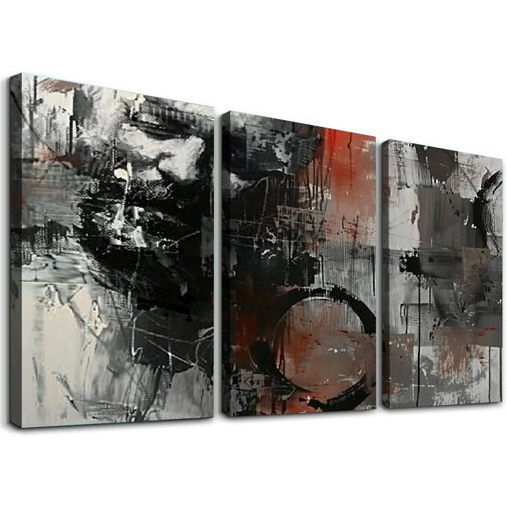 Ulloord Abstract Black And Grey Canvas Wall Art Living Room Wall Decor