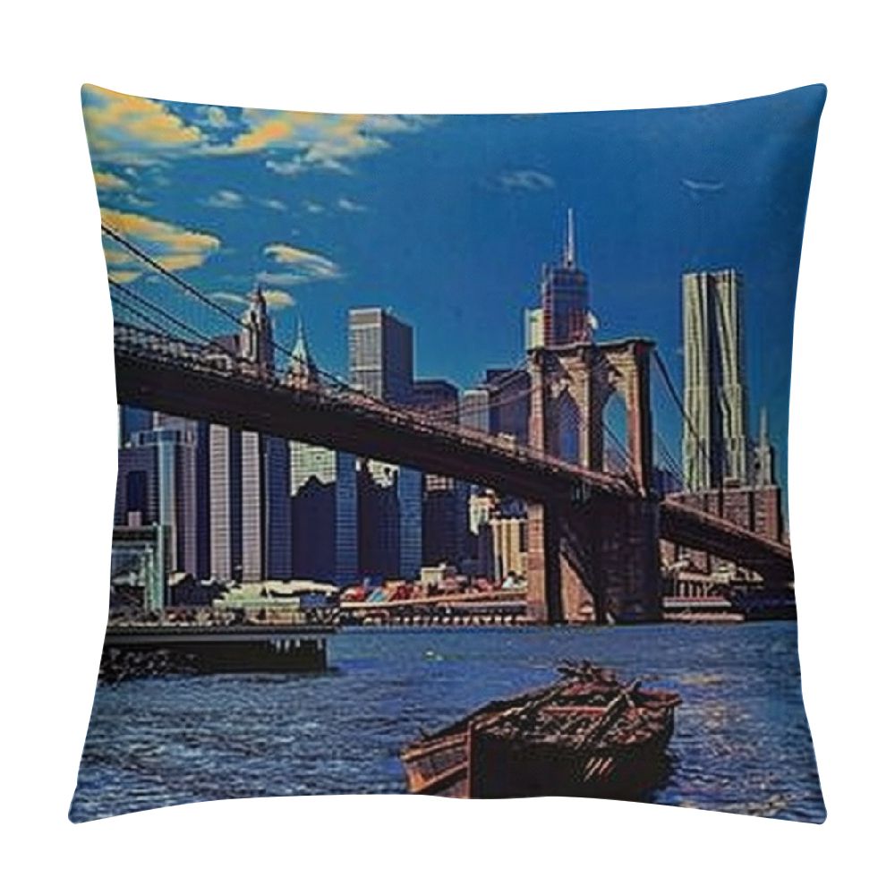 Ulloord Decorative Pillow Cover Financial Modern NYC Famous Skyline