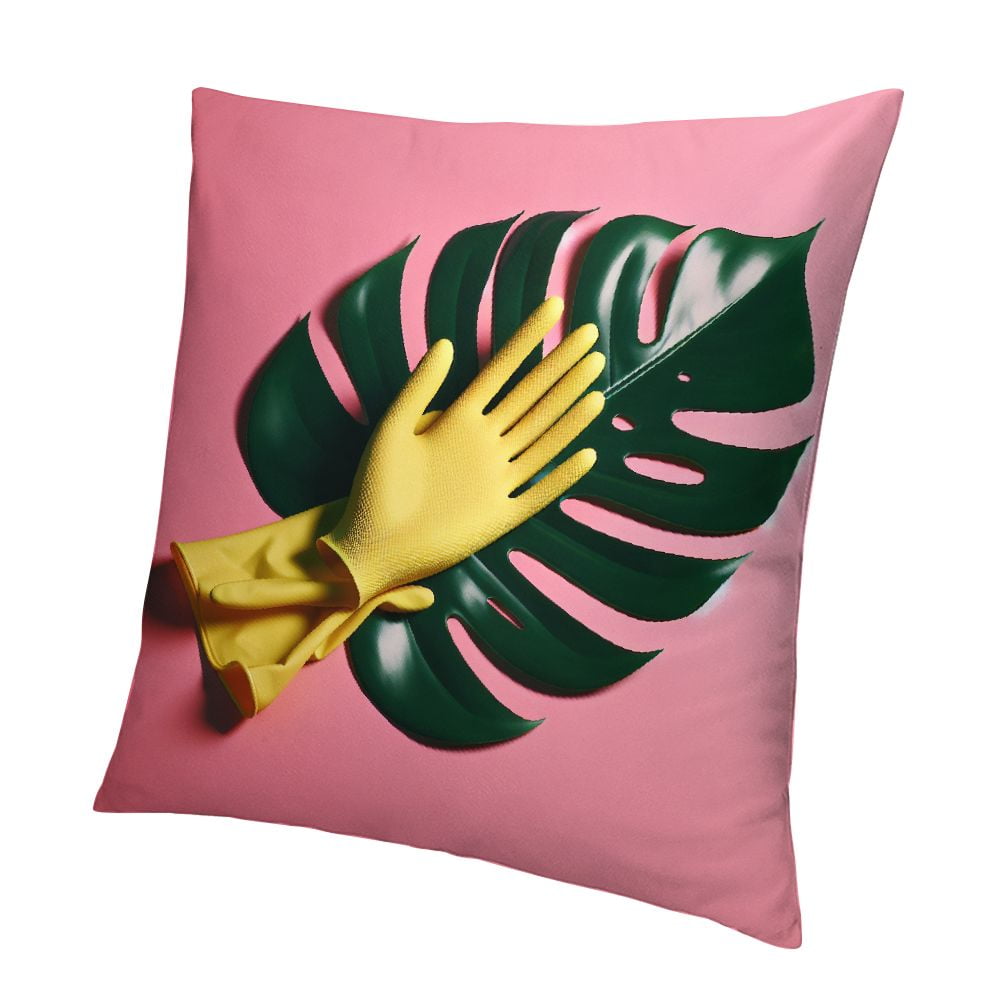 Ulloord Decorative Throw Pillow Covers Yellow Leaf Fuchsia Pink Bold