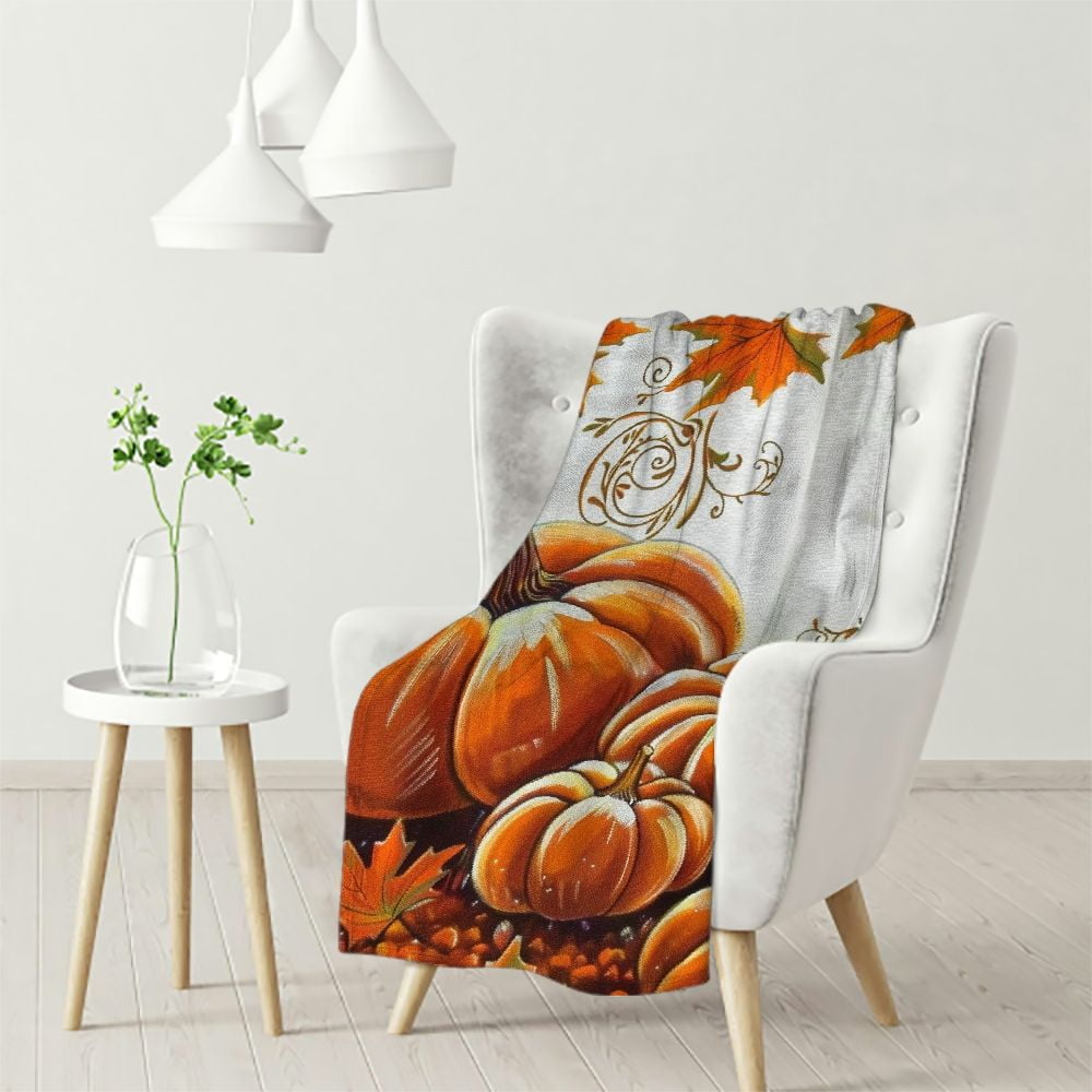Ulloord Fall Throw Blankets, Thanksgiving Watercolor Pumpkins Soft