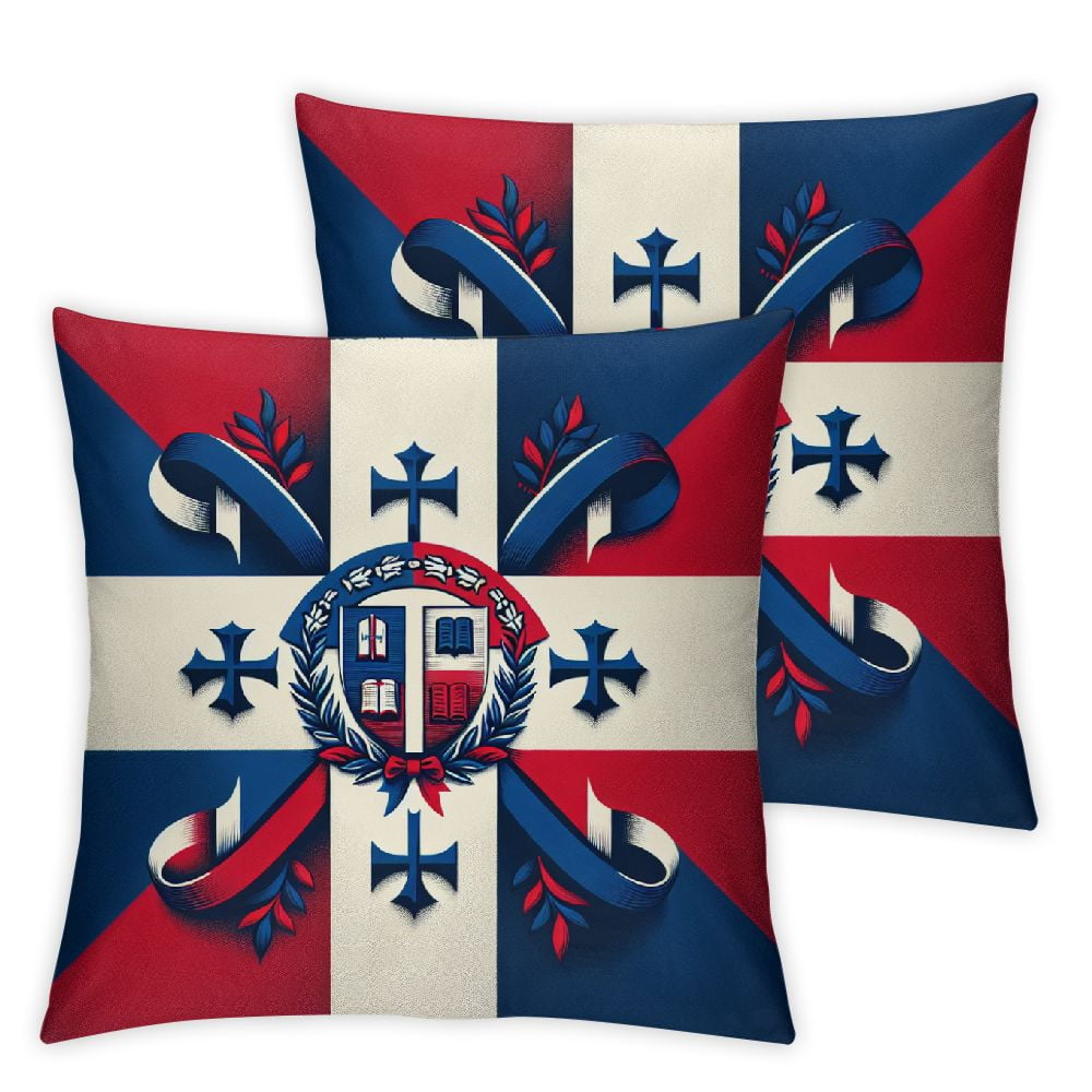 Ulloord Flag of The Dominican Republic Texture Effect Throw Pillow