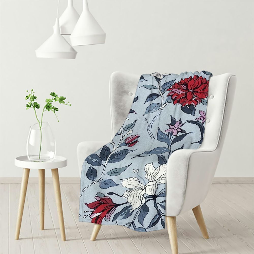 Ulloord Floral Throw Blanket Vintage Garden Roses Lily Flower Leaves ...