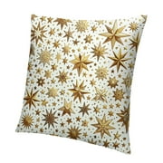 Ulloord Gilded in Gold Stars Pattern ，Pillow Covers Decorative Cushion Cover Throw Printed Pillow Case Gold