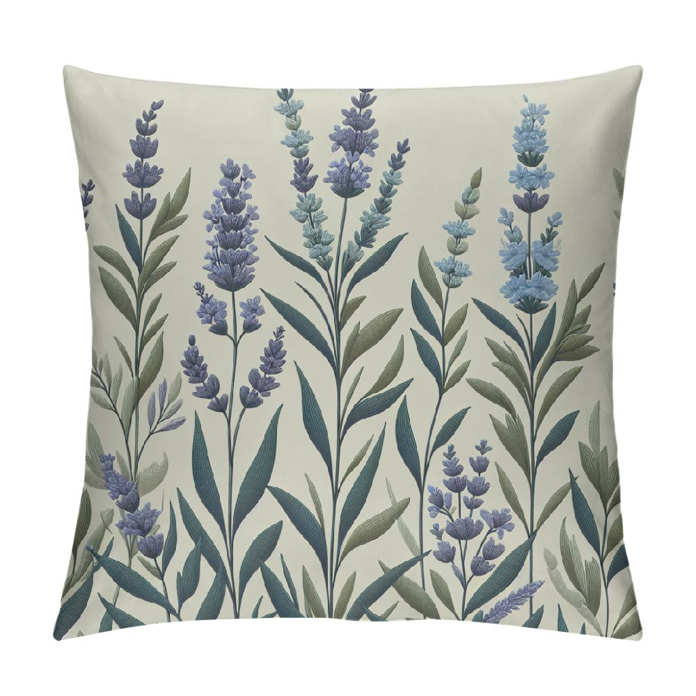 Ulloord Green Plant Floral Pillow Covers Watercolor Purple Lavender