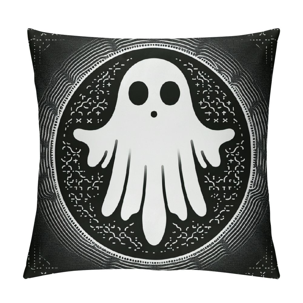 Ulloord Halloween Ghost Throw Pillow Cover Black and White Stripes with