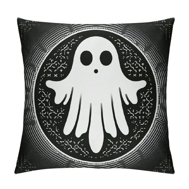 Ulloord Halloween Ghost Throw Pillow Cover Black and White Stripes with