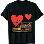 Ulloord Kids Loads Of Love Valentines Day Cute Heavy Equipment V-Day Boys T-Shirt