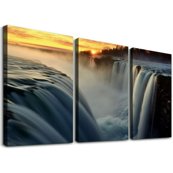 Ulloord Laminated Frostbite Niagara Falls at Twilight Photo Photograph Poster Dry Erase Wall Art 12x16x3pcs