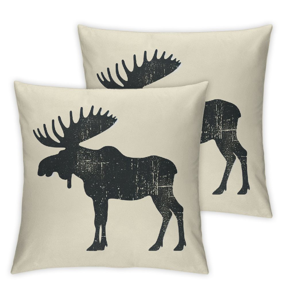 Ulloord Log Cabin Decor Vintage Fox and Moose Throw Pillow Cover
