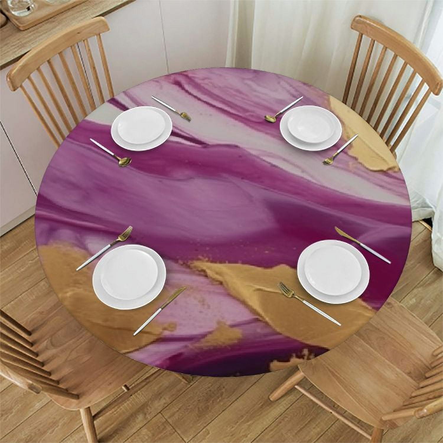 Ulloord Marble Fitted Round Tablecloth, Elastic Edged Table Cover For ...