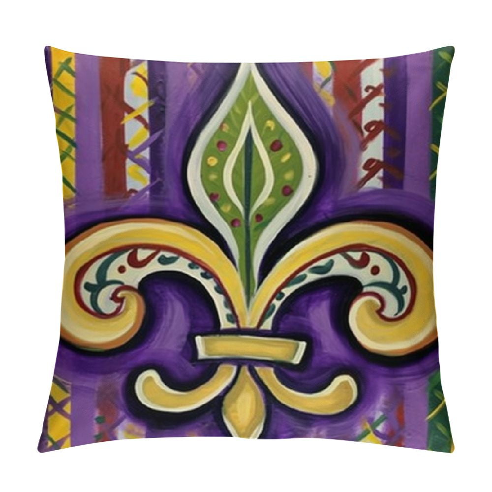 Ulloord Mardi Gras Throw Pillow Covers , Mardi Gras Y'all Fleur De Lis