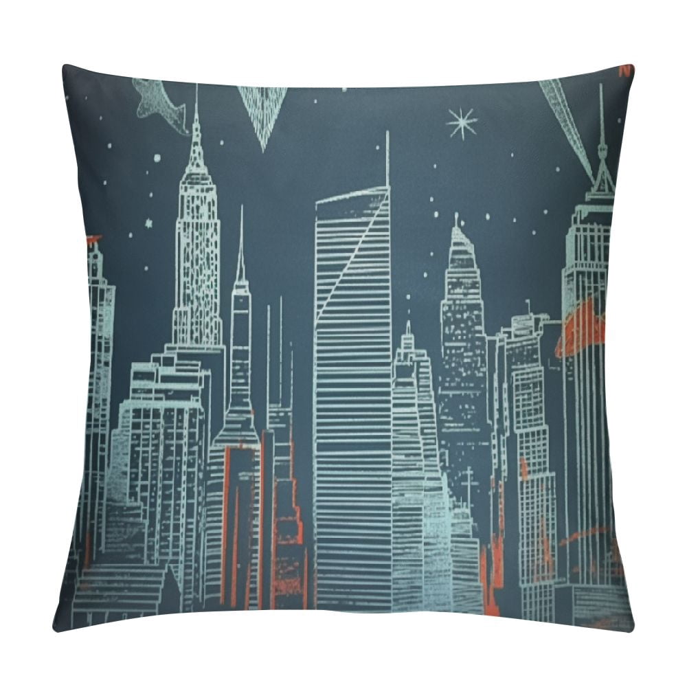 Ulloord New York City Throw Pillow Cover,New York City Skyline Soft