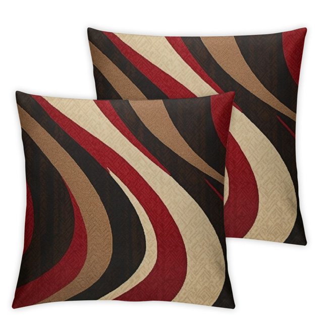 Ulloord Pack of 2 Burgundy Red Outdoor Throw Pillow Covers, Geometric