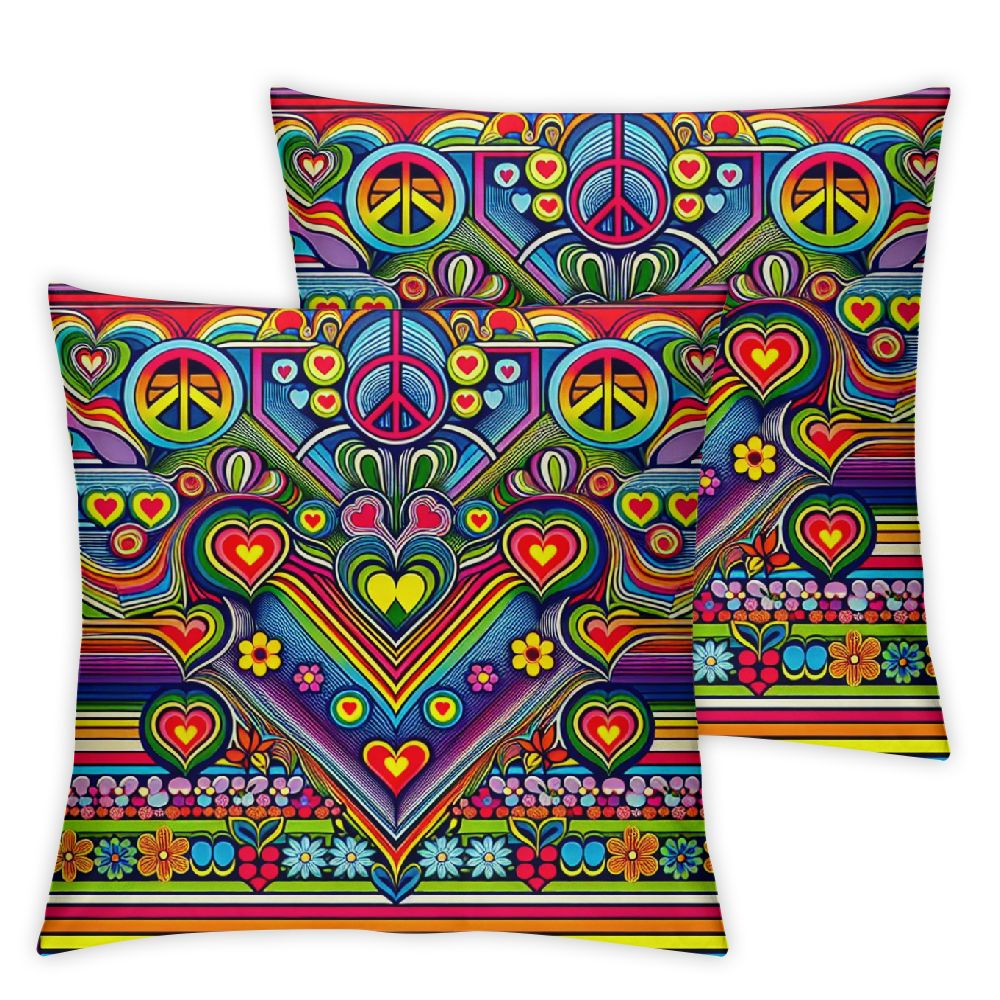 Ulloord Pillow Covers , Peace Sign Throw Pillow Covers, 1970S Flower