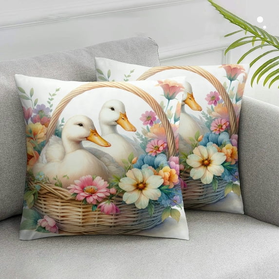 Ulloord Pillow Covers Spring Throw Pillow Case Rabbit Flower Decorative Pillow Case Spring Cushion Cover for Farmhouse Home Sofa Decoration