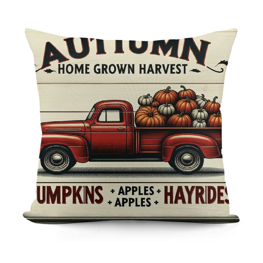 Ulloord Pillow Covers with Vintage Red Truck Decorative Throw Cushion