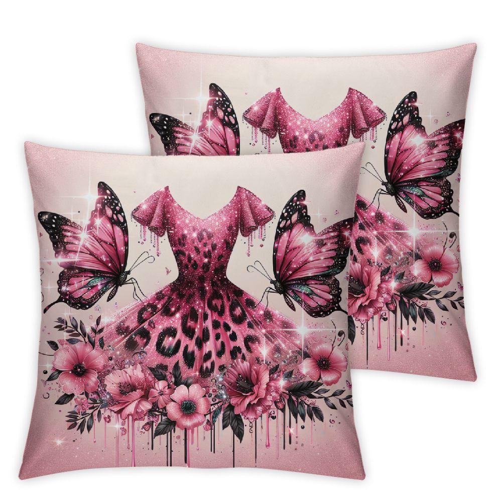 Ulloord Pink Leopard Print Pillow Covers ,Wind Cheetah Skin Sequin