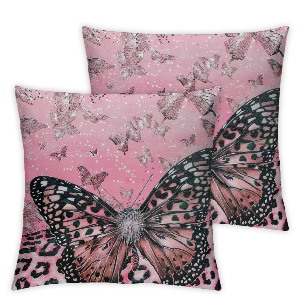 Ulloord Pink Leopard Print Pillow CoversWind Cheetah Skin Sequin Print