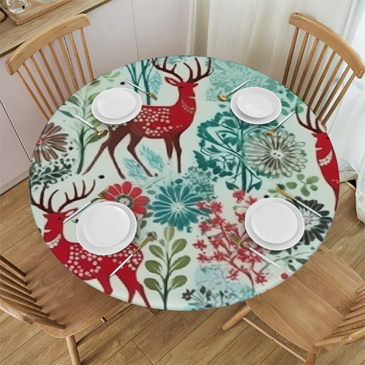 Ulloord Round Edge Closing Tablecloth, Elastic Edged Tablecloth, Doodle