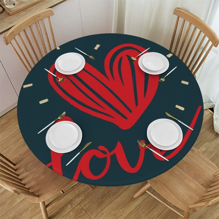 Ulloord Round Fitted Table Cover, Elastic Edged Tablecloth, Wipeable ...