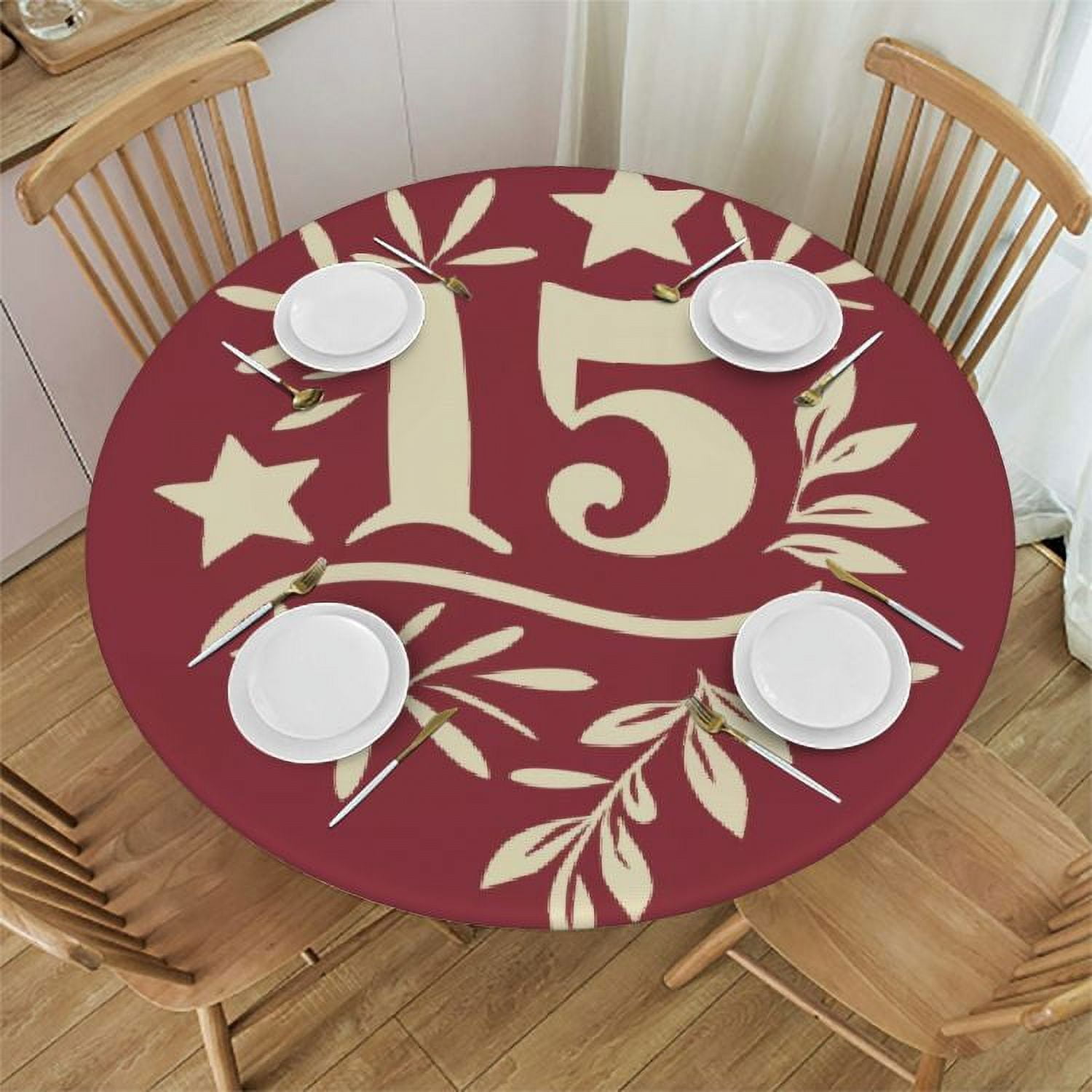 Ulloord Round Tablecloth, 15th Birthday Decor Tablecloth for Side Table