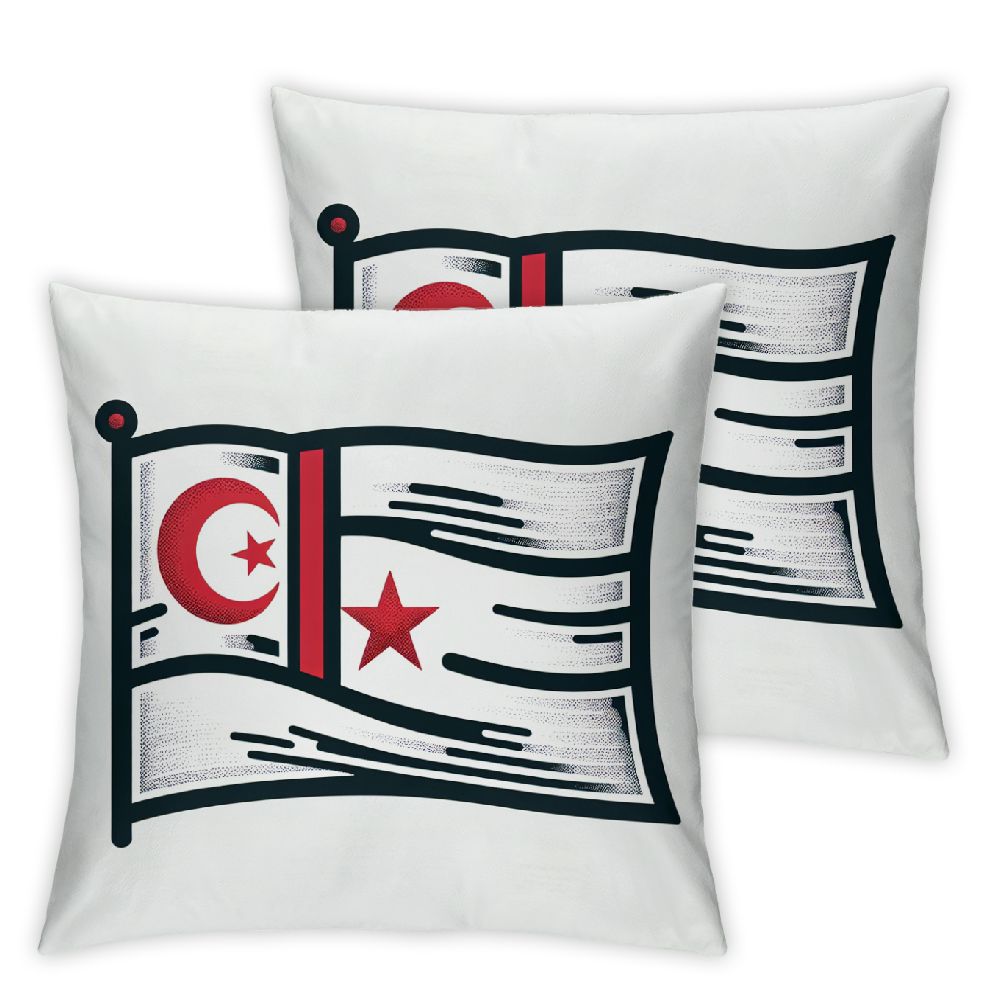 Ulloord Silk Style of The Turkish Republic of Northern Cyprus Throw Pillow Covers Square Double