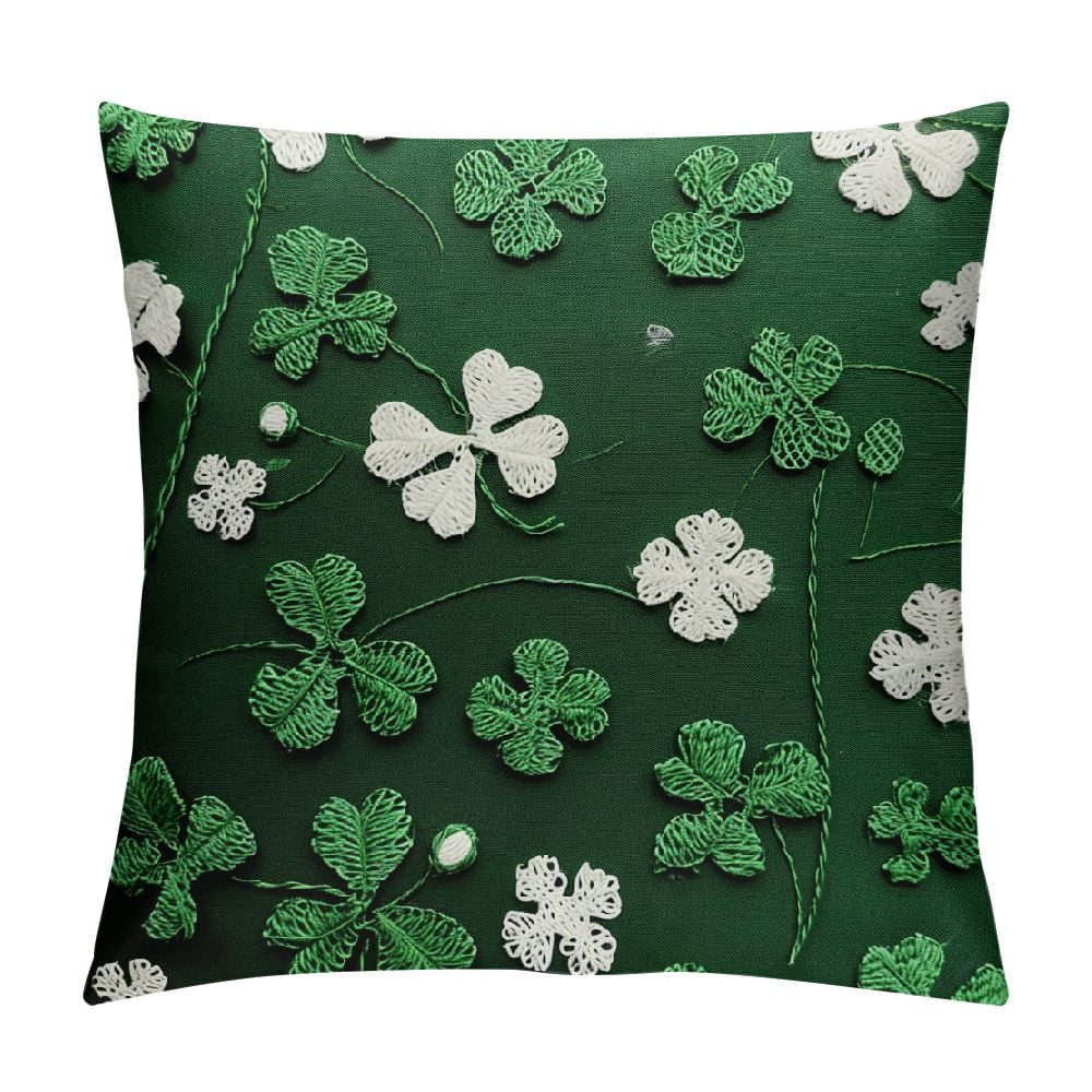 Ulloord St Patricks Day Pillow Covers Green White Clover Shamrock