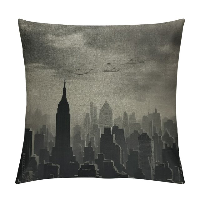 Ulloord Throw Pillow Cover New York USA Skyline NYC City Silhouette