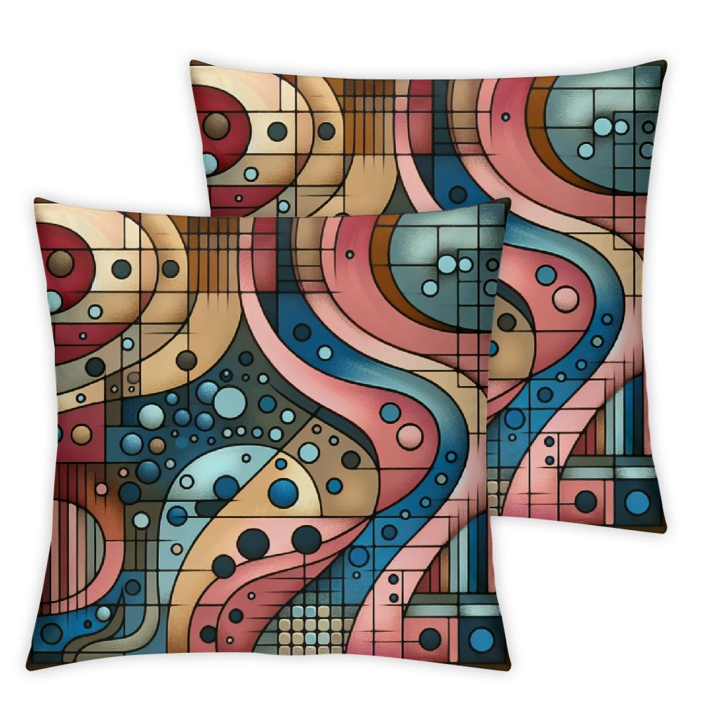 Ulloord Throw Pillow Covers, Aesthetic Navy Blue Burnt Orange