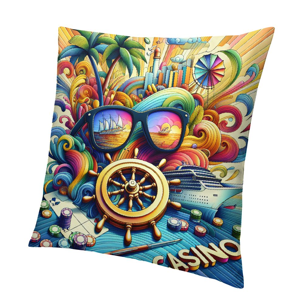 Ulloord Throw Pillow Covers Theme with Wheel and Ribbon Tropical Summer