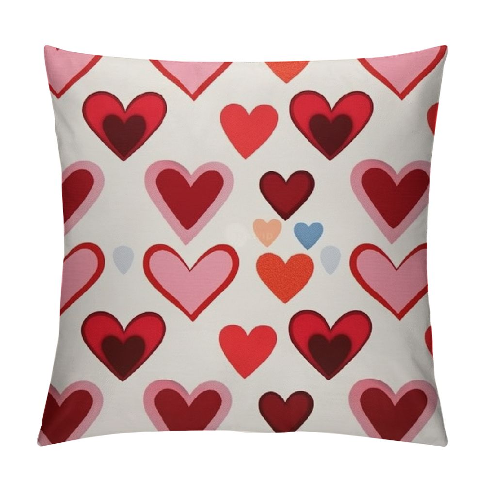 Ulloord Valentine's Day Pillow Cover 12x20 Red Pink Heart Decoration Valentine Lumbar Throw