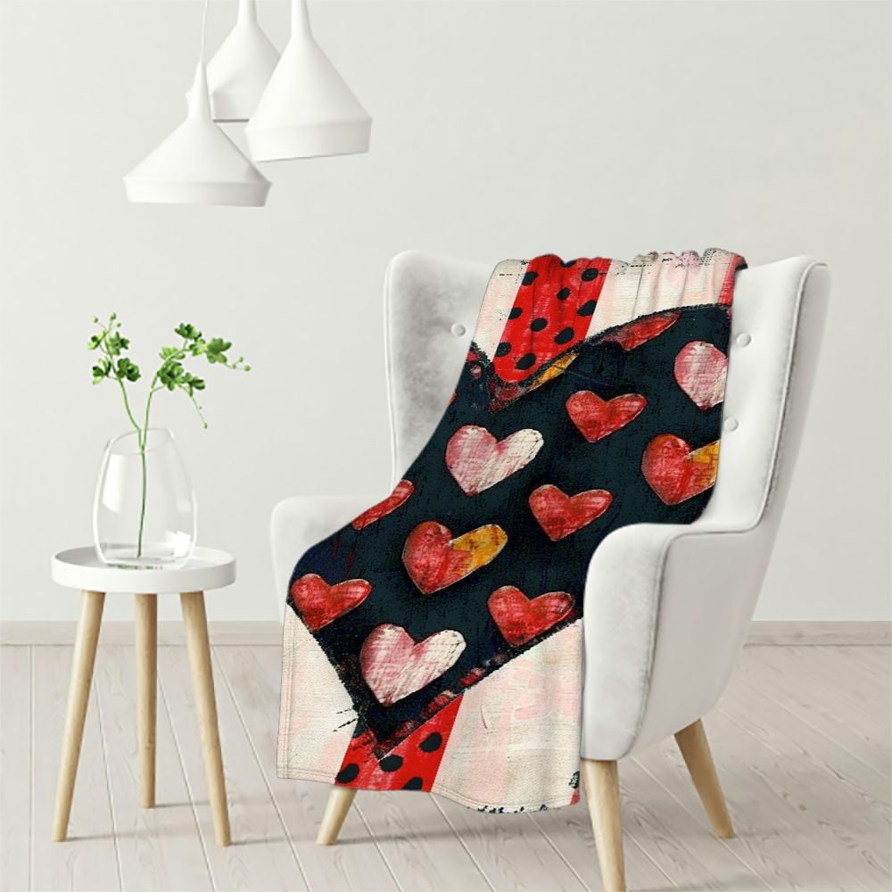 Ulloord Valentines Day Throw Blankets, Red and Black Buffalo Check