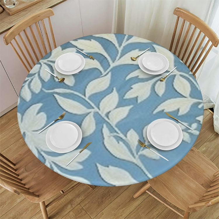 Ulloord Vinyl Round Fitted Tablecloth with Elastic Edge and Flannel