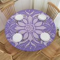 thumbnail image 1 of Ulloord  Violet Floral Purple, Elastic Fitted Edged Round Tablecloth Fade Resistant Anti-Shrink Table Cloth Washable Table Cover for Indoor or Outdoor and Anywhere You Wanna use it, 1 of 7