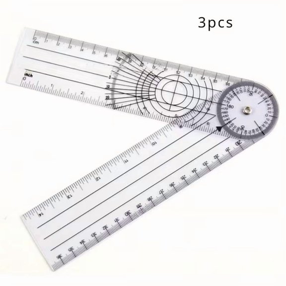 Ulna PVC Angle Ruler - 180 Double Inch/CM Protractor for Accurate Measurements in Art and Design