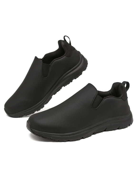 Women Men's Slip Resistant Shoes Fashionable Chef Restaurant Work Shoes for Women Waterproof Oilproof Non Slip Breathable Sneakers for Men(Men Size 9, Black)
