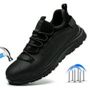 ulogu Steel Toe Shoes for Men Women Lightweight Sneakers Waterproof Non-Slip Work Shoes Puncture Proof Safety Shoes Men Size 11, Black