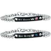 Uloveid His Queen and Her King Bracelets Link Chain Matching Couples Valentines Gift ST117