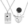 thumbnail image 1 of Uloveido 100 Languages I Love You Projection Necklace Love Heart Crown Lock and Shield Key Pendant for Couples Boyfriend Girlfriend Y1129 (steel), 1 of 7