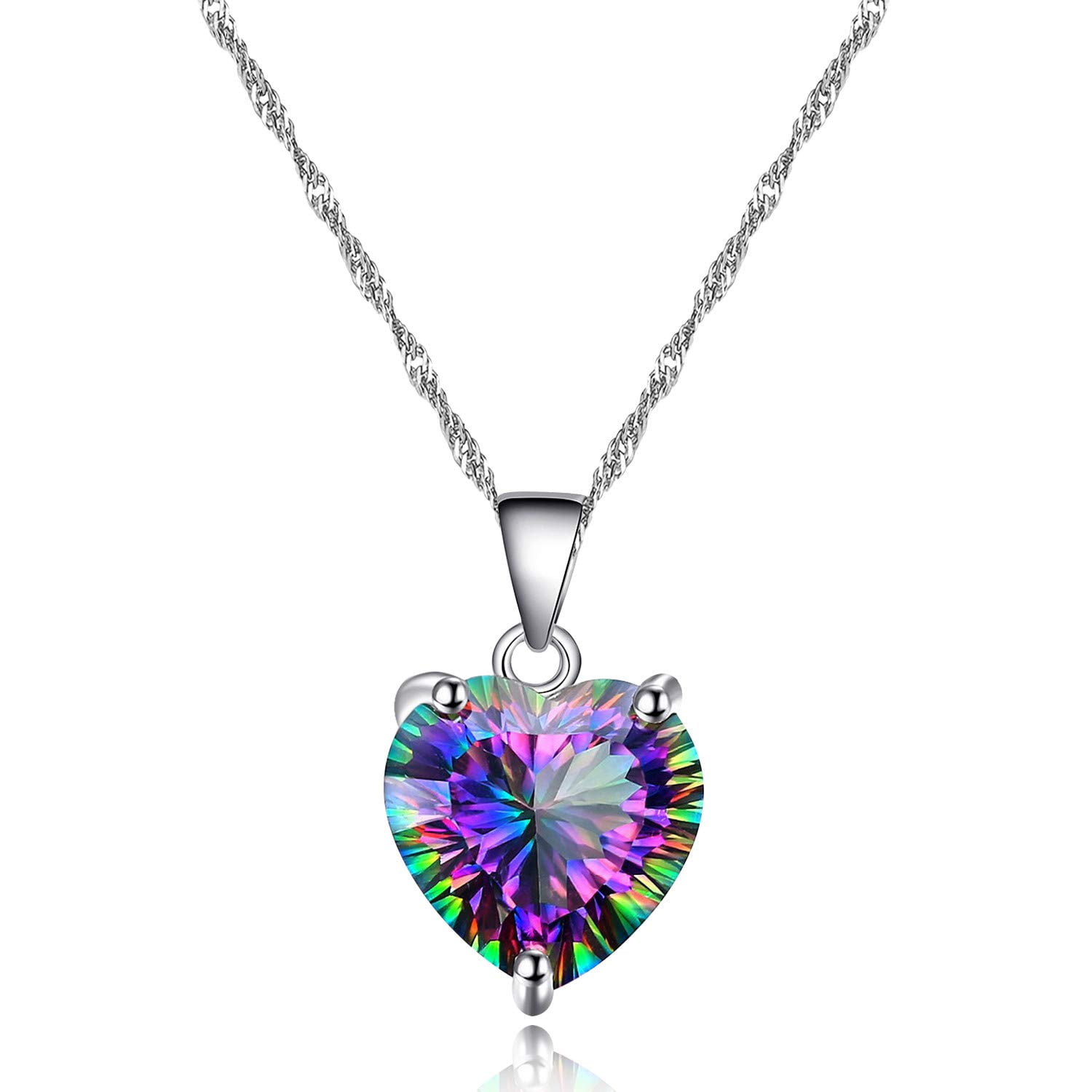 Uloveido 10mm Simulated Mystic Topaz Rainbow Heart Cubic Uloveido 10mm Simulated Mystic Topaz Rainbow Heart Cubic