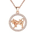 thumbnail image 1 of Uloveido 12 Zodiac Taurus Constellation Bull Animal Shape Necklace with Rose Gold Plated Cubic Zirconia Pendant Jewelry Necklace for Birthday Taurus Teacher's Day Gift Jewelry, 1 of 6