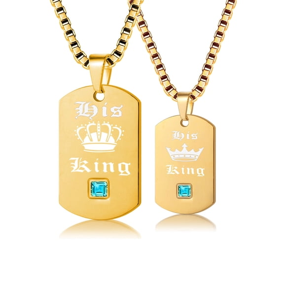 Uloveido 2 pcs Gay Pride Necklaces Set for Men and Women - Dog Tag Gold Stainless Steel Pendants His King SN127